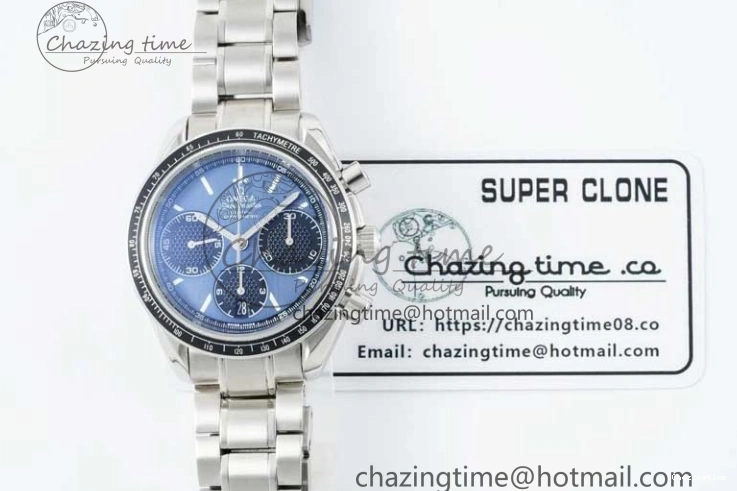 1222 UrbanChic Speedmaster Racing Master SS HKF Best Edition Blue Black Dial on SS Bracelet A 7808